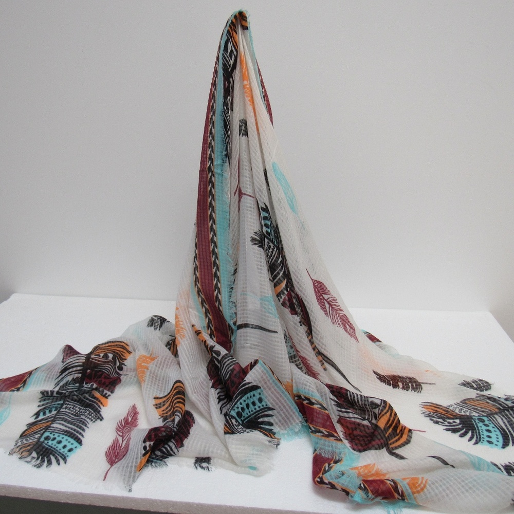 NWT Scarf with Feathers - Boho Theme